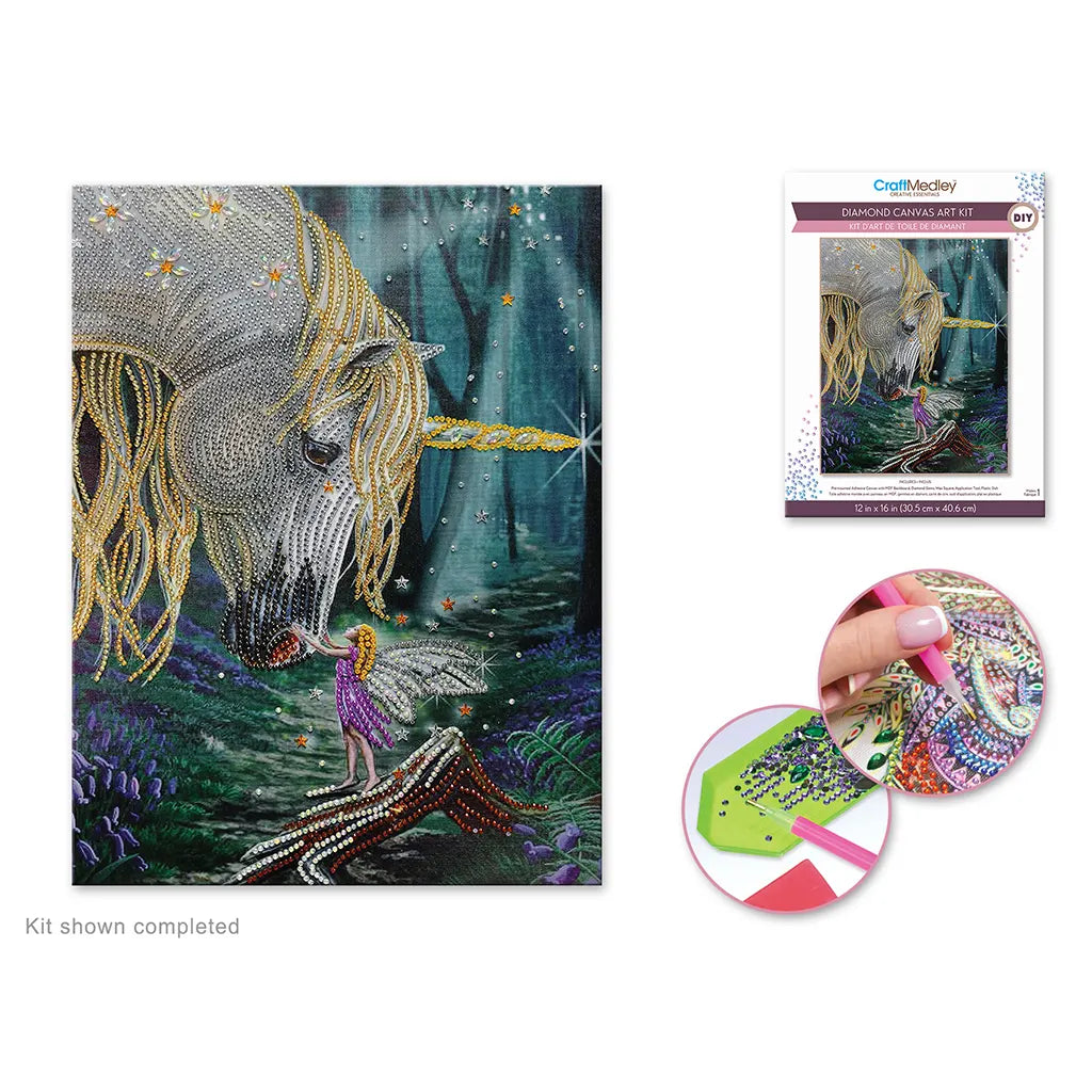 Craft Medley Kit: Diamond Painting Art Kit 12"x16" w/Gems+Tool+Tray  R) Fantasy Friends
