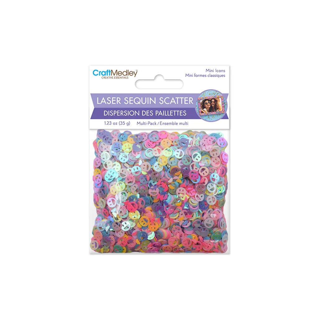 Craft Medley: 35g Mini Laser Sequin Scatter Multi-Pack Smiley Face