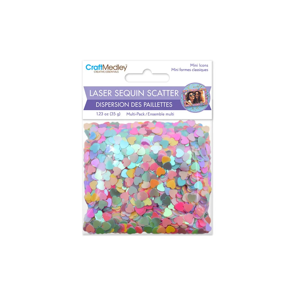 Craft Medley: 35g Mini Laser Sequin Scatter Multi-Pack Solid Heart