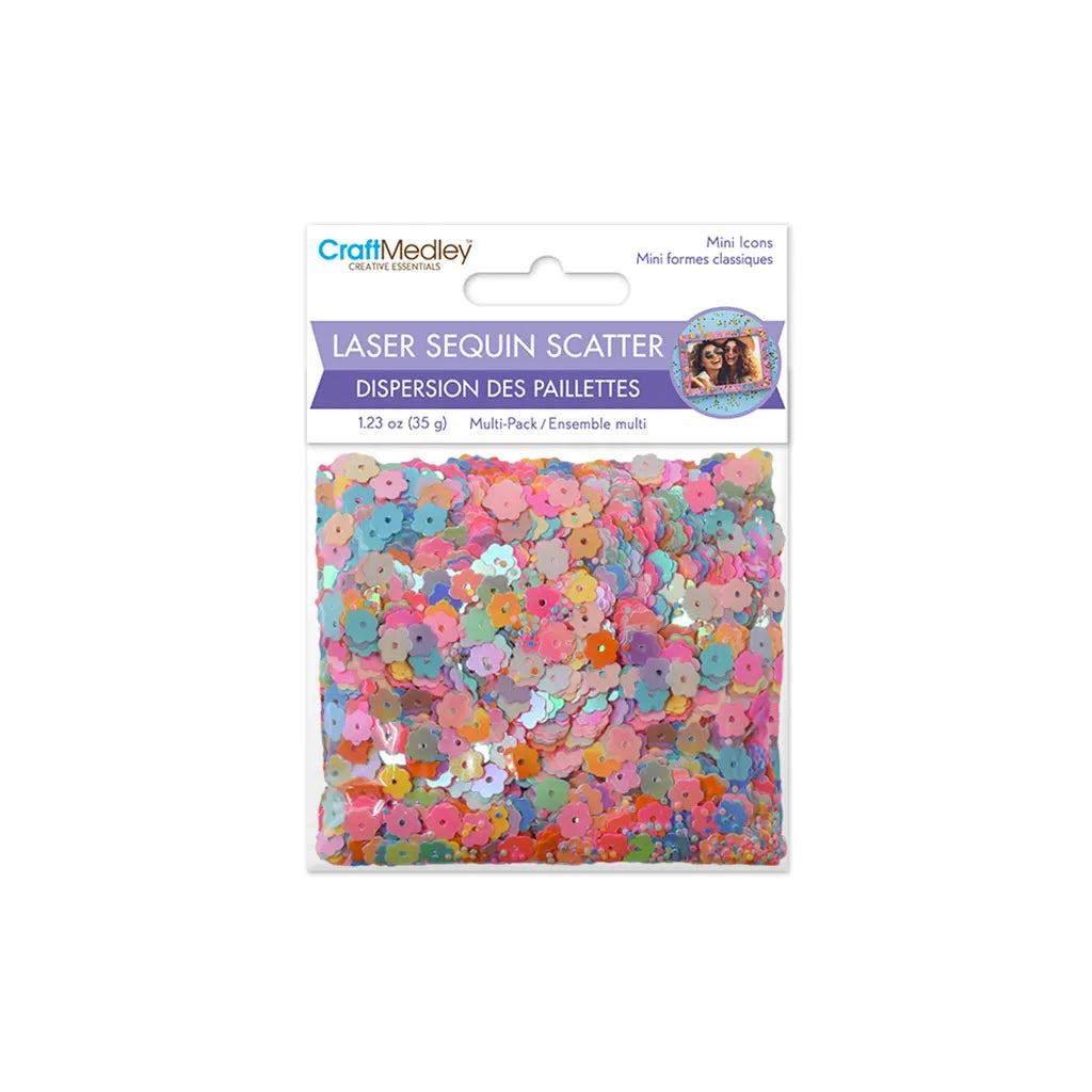 Craft Medley: 35g Mini Laser Sequin Scatter Multi-Pack Flower