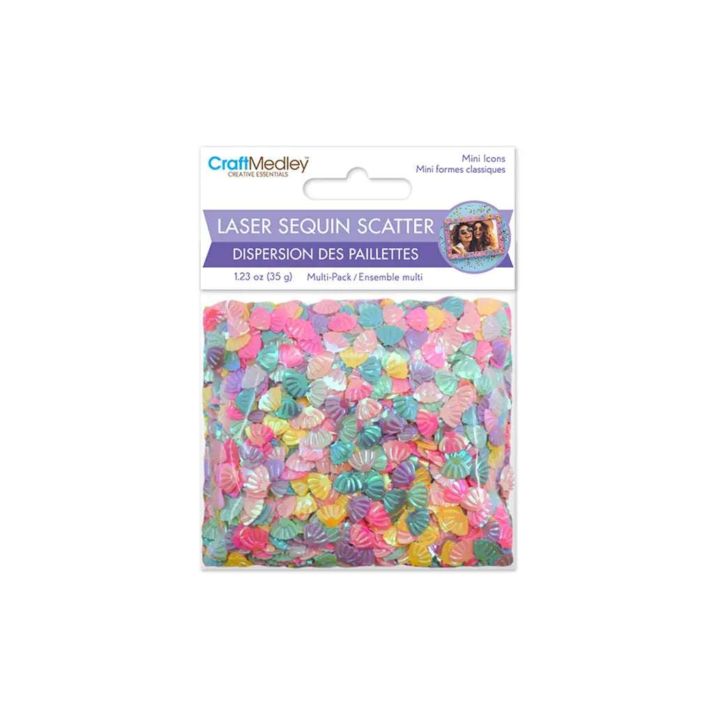 Craft Medley: 35g Mini Laser Sequin Scatter Multi-Pack Seashell