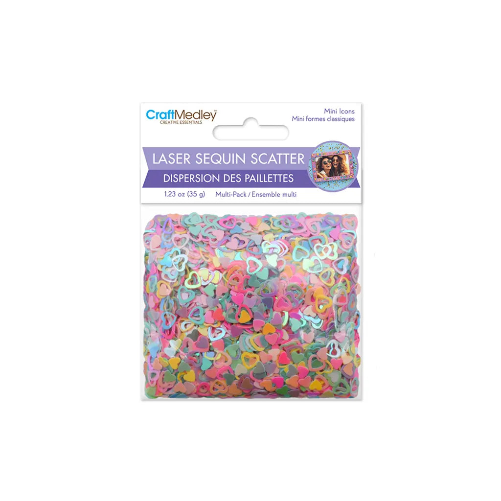 Craft Medley: 35g Mini Laser Sequin Scatter Multi-Pack Open Heart