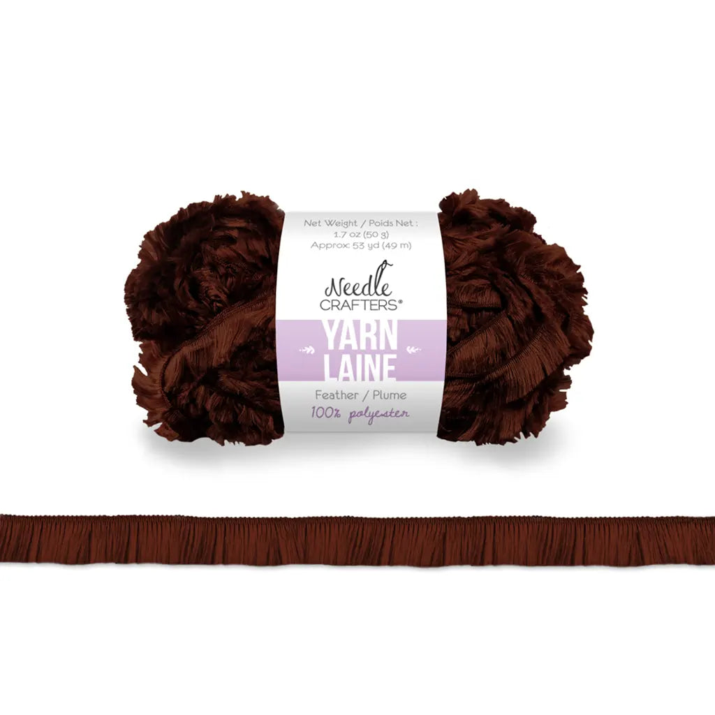 Needlecrafters: 50g Feather Yarn Polyester Ball Chocolate Brown