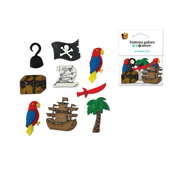 Buttons Galore & More: Craft & Sewing Novelty Buttons Asst  4300 A Pirates Life