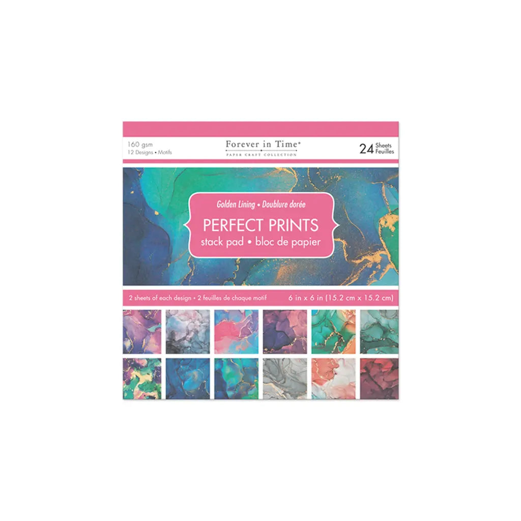 Paper Pads: 6"x6" Perfect Prints Stack Packs x24 Asst Golden Lining
