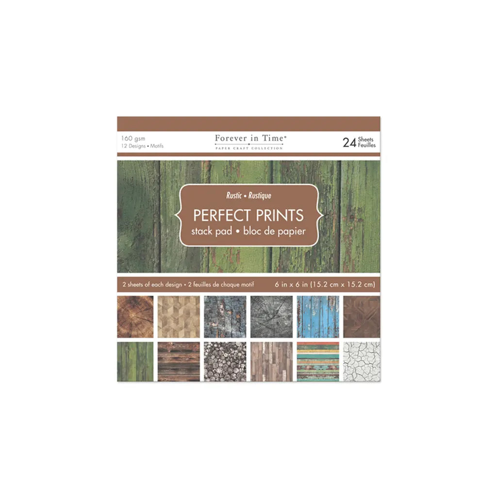 Paper Pads: 6"x6" Perfect Prints Stack Packs x24 Asst Rustic
