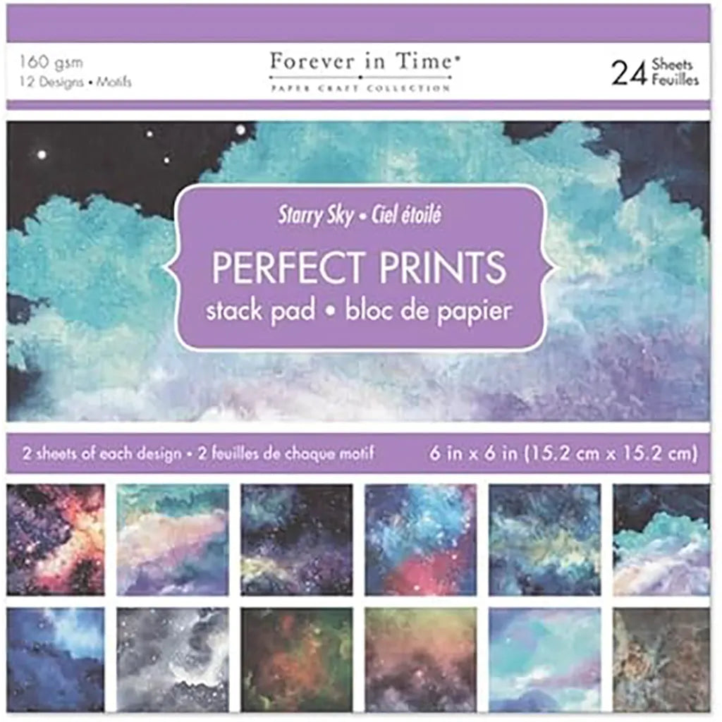 Paper Pads: 6"x6" Perfect Prints Stack Packs x24 Asst  K) Starry Sky