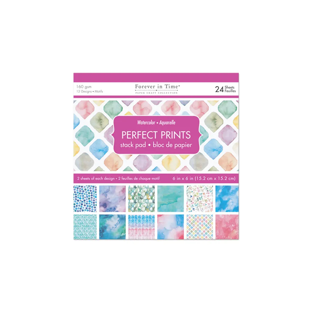 Paper Pads: 6"x6" Perfect Prints Stack Packs x24 Asst  P) Watercolor
