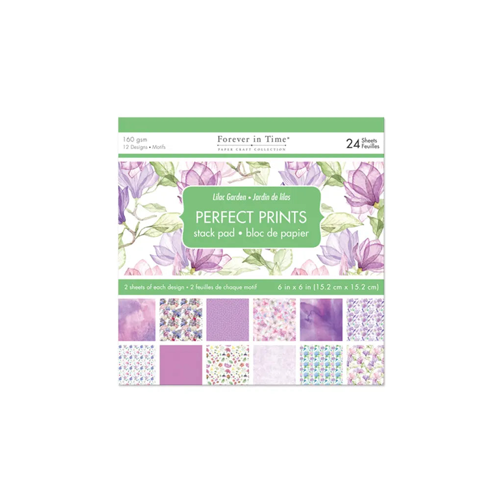 Paper Pads: 6"x6" Perfect Prints Stack Packs x24 Asst  Q) Lilac Garden