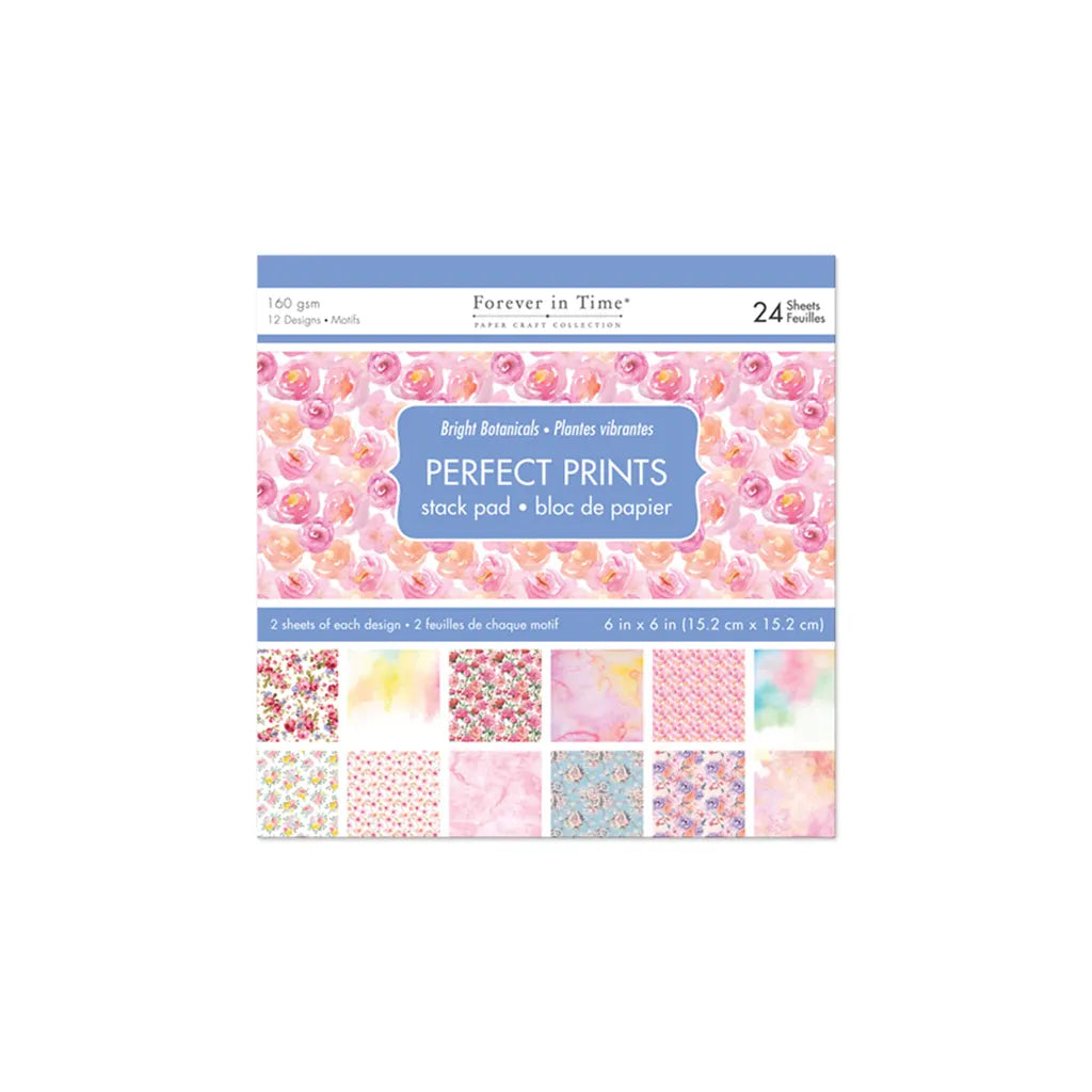 Paper Pads: 6"x6" Perfect Prints Stack Packs x24 Asst  T) Bright Botanicals
