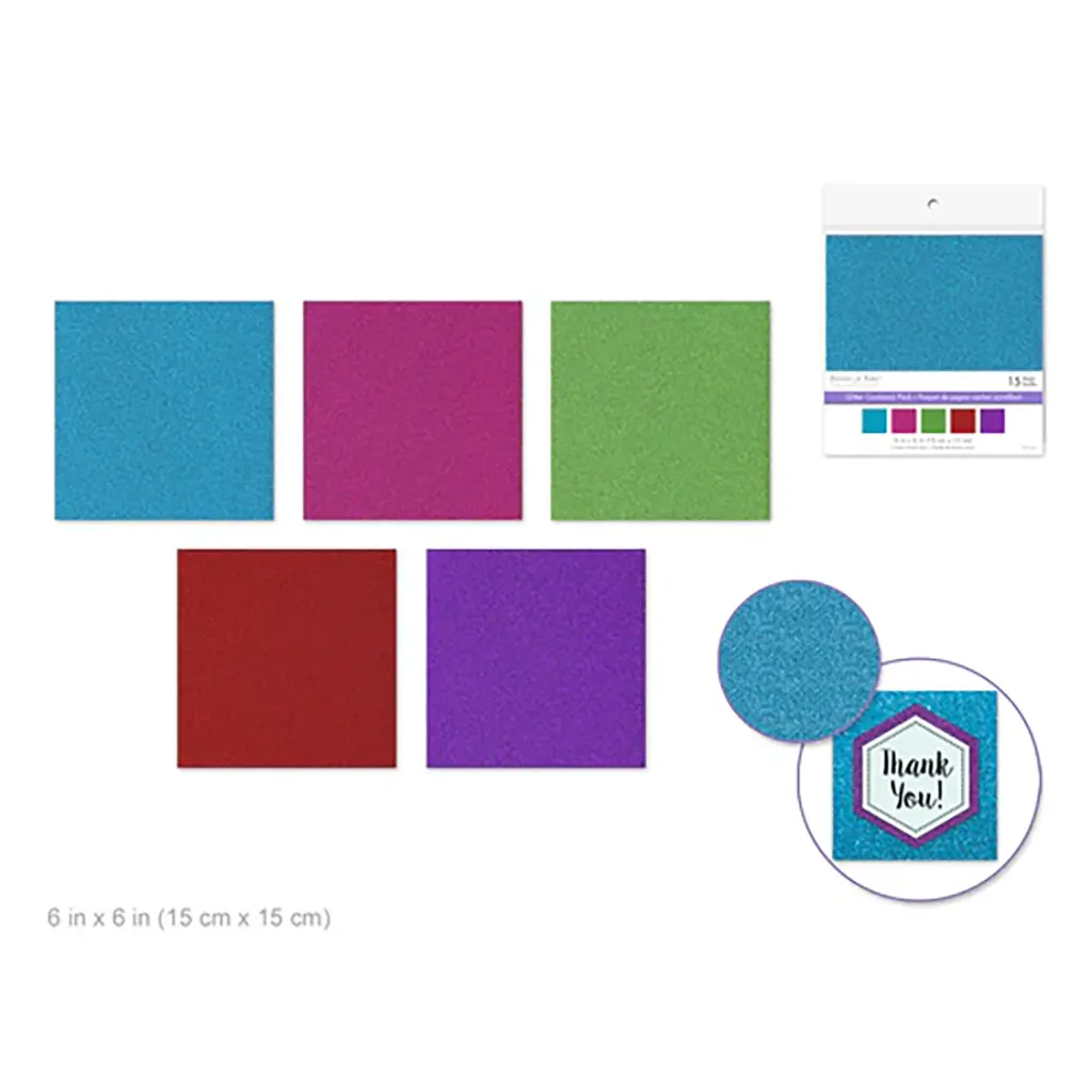 Cardstock: 6"x6" Glitter Effects 15pc 3eax5styles Glimmer Glam