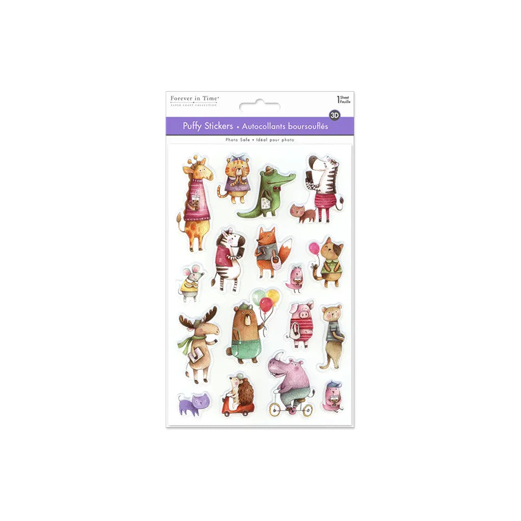 Paper Craft Sticker: 5.5"x8.3" 3D Puffy Texture Effects Curious Creatures
