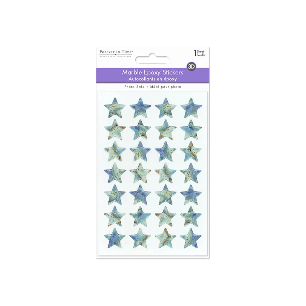 Paper Craft Sticker: 3.9"x5.9" 3D Glitter Expoxy Marble Effects Star