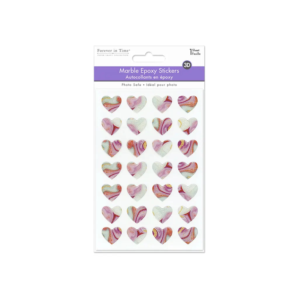 Paper Craft Sticker: 3.9"x5.9" 3D Glitter Expoxy Marble Effects Heart