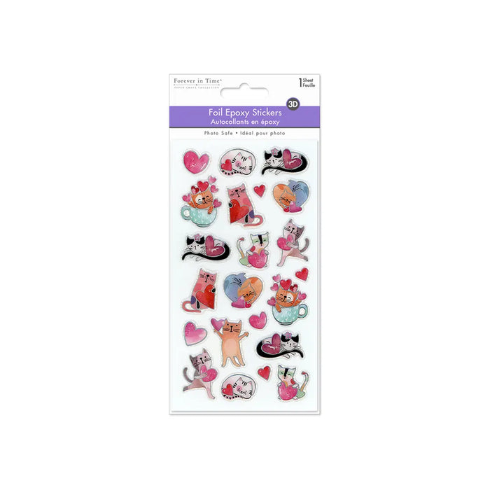 Paper Craft Sticker: 3.7"x6.9" 3D Epoxy Laser w/Foil Effects Cat