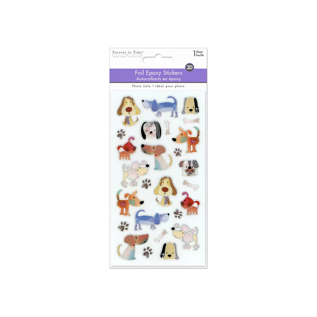 Paper Craft Sticker: 3.7"x6.9" 3D Epoxy Laser w/Foil Effects Dog