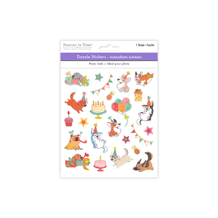 Paper Craft Stickers: 6"x6.5" Dazzle Effects Puppy Party