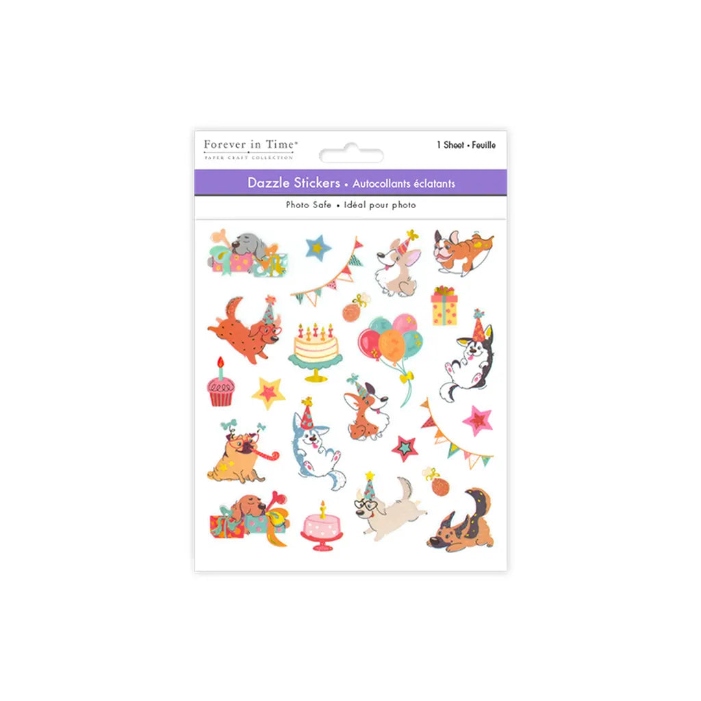 Paper Craft Stickers: 6"x6.5" Dazzle Effects Puppy Party