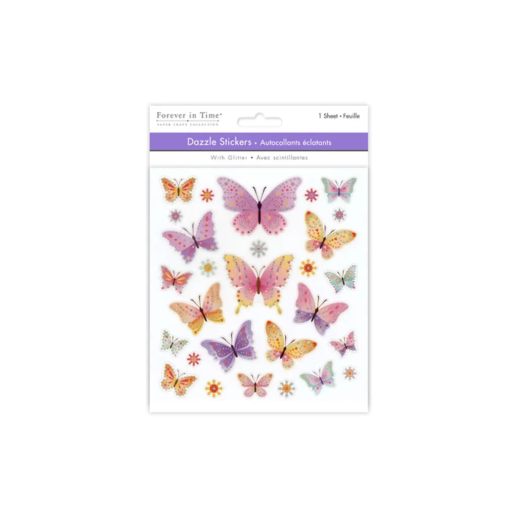 Paper Craft Stickers: 6"x6.5" Dazzle Effects  L) Butterfly Bling