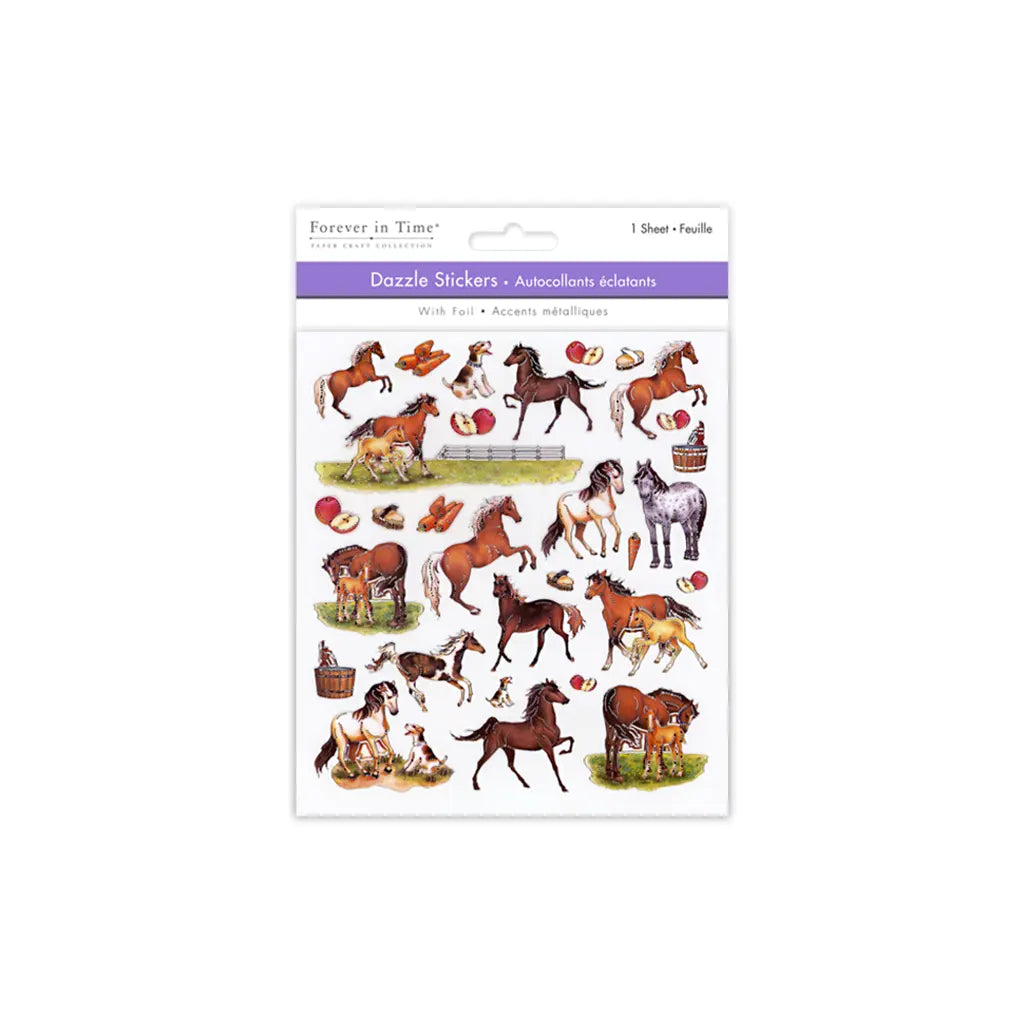 Paper Craft Stickers: 6"x6.5" Dazzle Effects  M) Horse Farm
