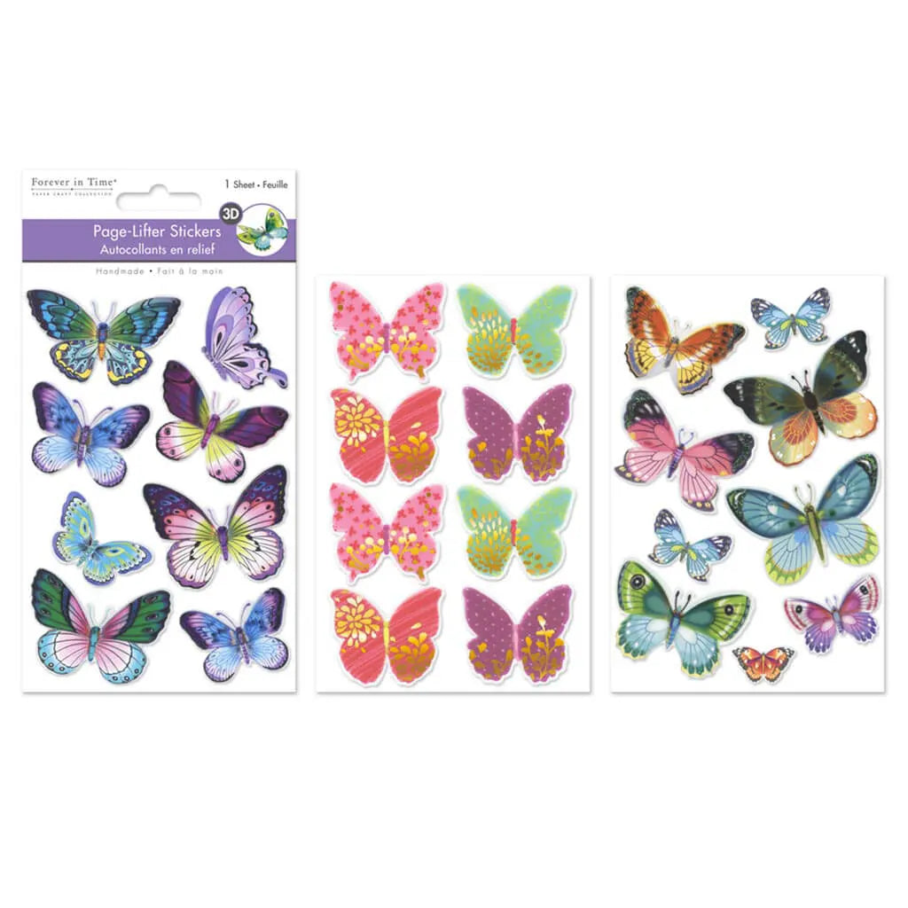 Paper Craft Sticker: Handmade 3D Page-Lifters Creased Butterfly Fling