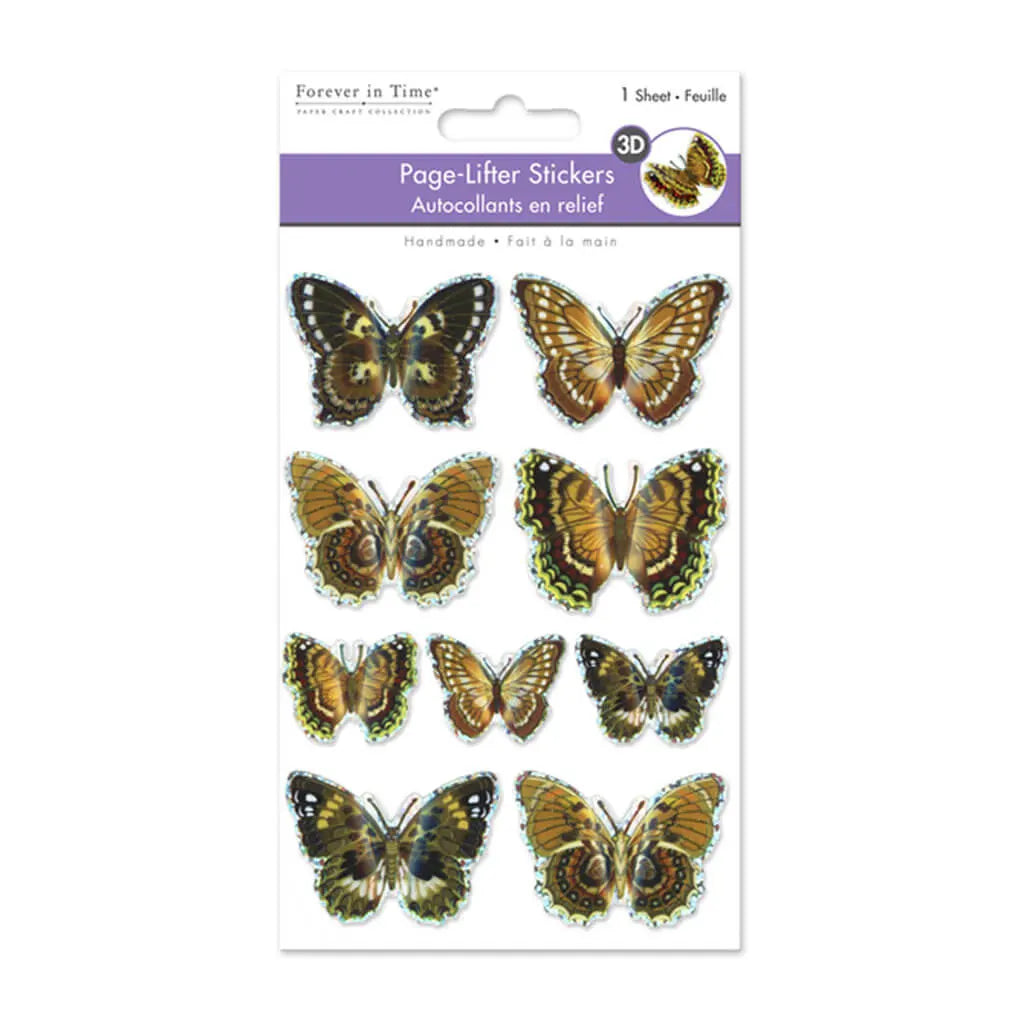 Paper Craft Sticker: Handmade 3D Page-Lifters Creased Butterfly Delight Brown