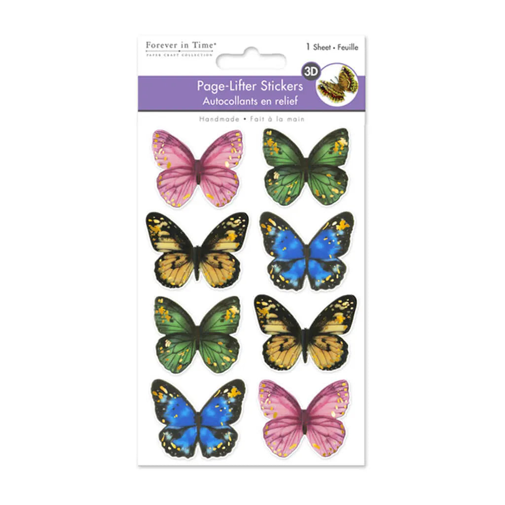 Paper Craft Sticker: Handmade 3D Page-Lifters Creased Butterfly Delight Brown
