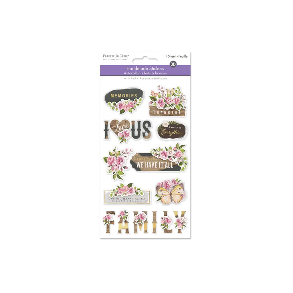 Handmade Sticker: 4.4"x7.5" 3D Themed Elements Family Is Everything