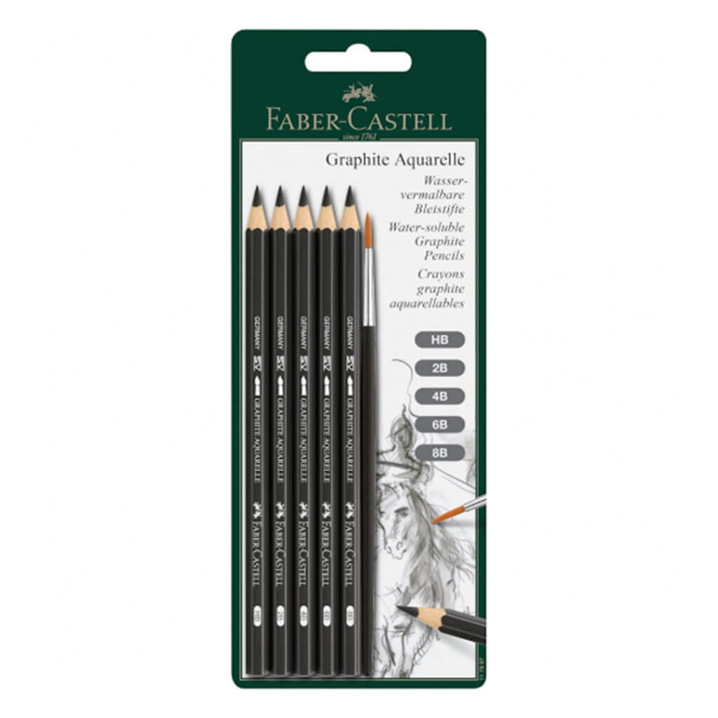 Graphite Aquarelle 5 Grades Pencils with Brush