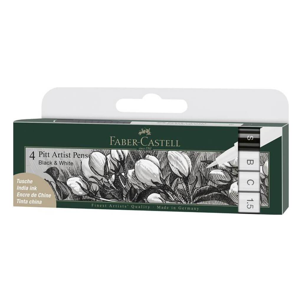 Pitt Artist Pens Set 4pcs White &amp; Black