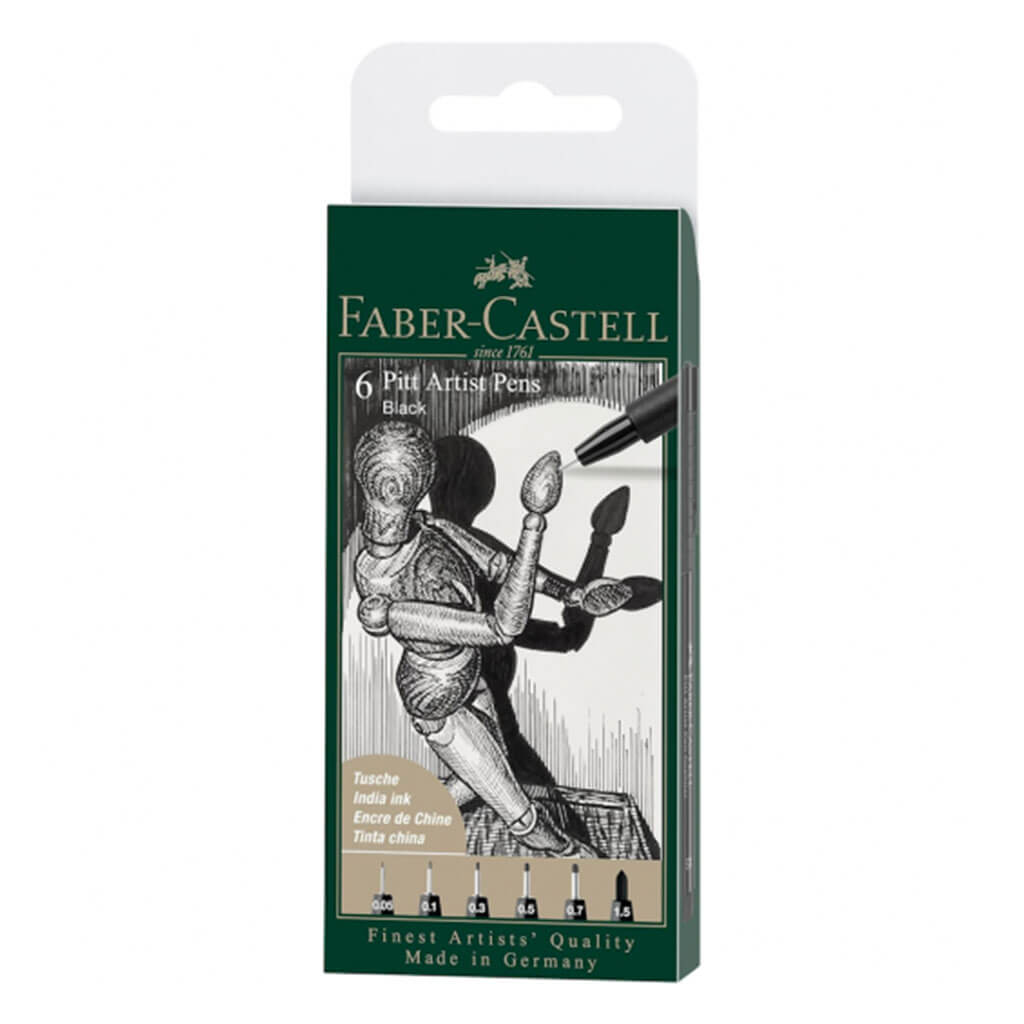 Pitt Artist Black Pen Wallet 6pc