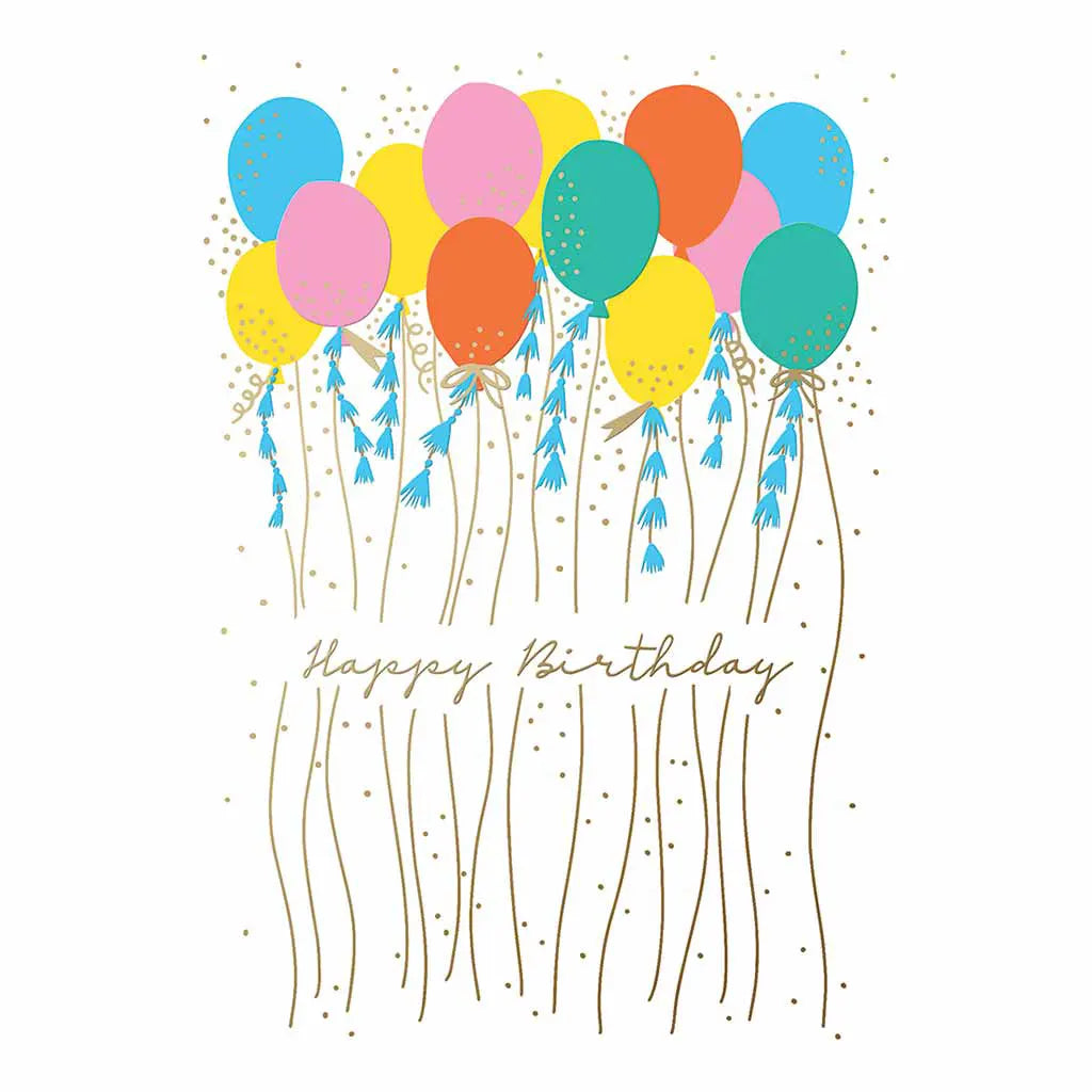Multi Color Balloons and Tassels Greeting Card