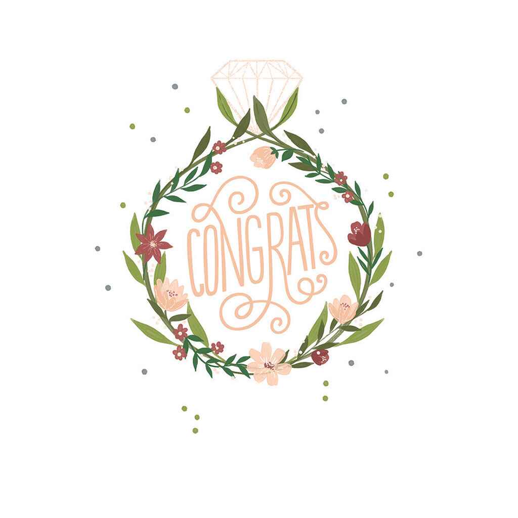 Botanical Floral Wedding Ring Greeting Card