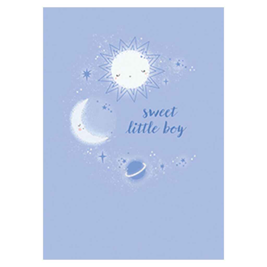 Sweet Boy Moons and Stars Greeting Card