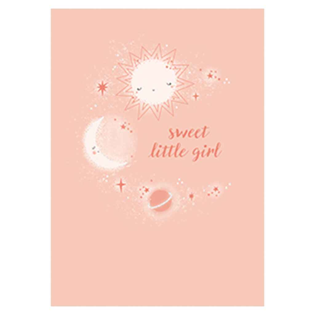 Sweet Girl Moons and Stars Greeting Card