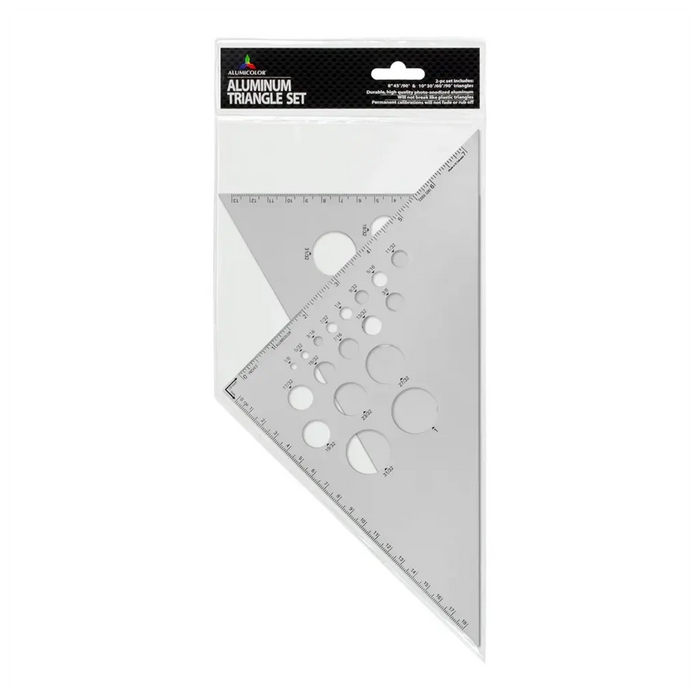 Aluminum Triangle Set 8in 45/90 and 10in 30/60/90 Triangles