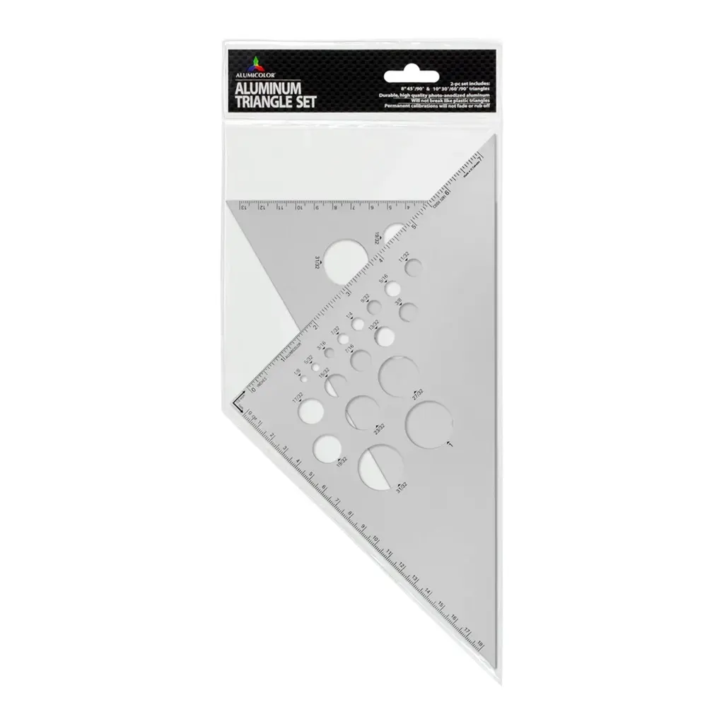 Aluminum Triangle Set 8in 45/90 and 10in 30/60/90 Triangles