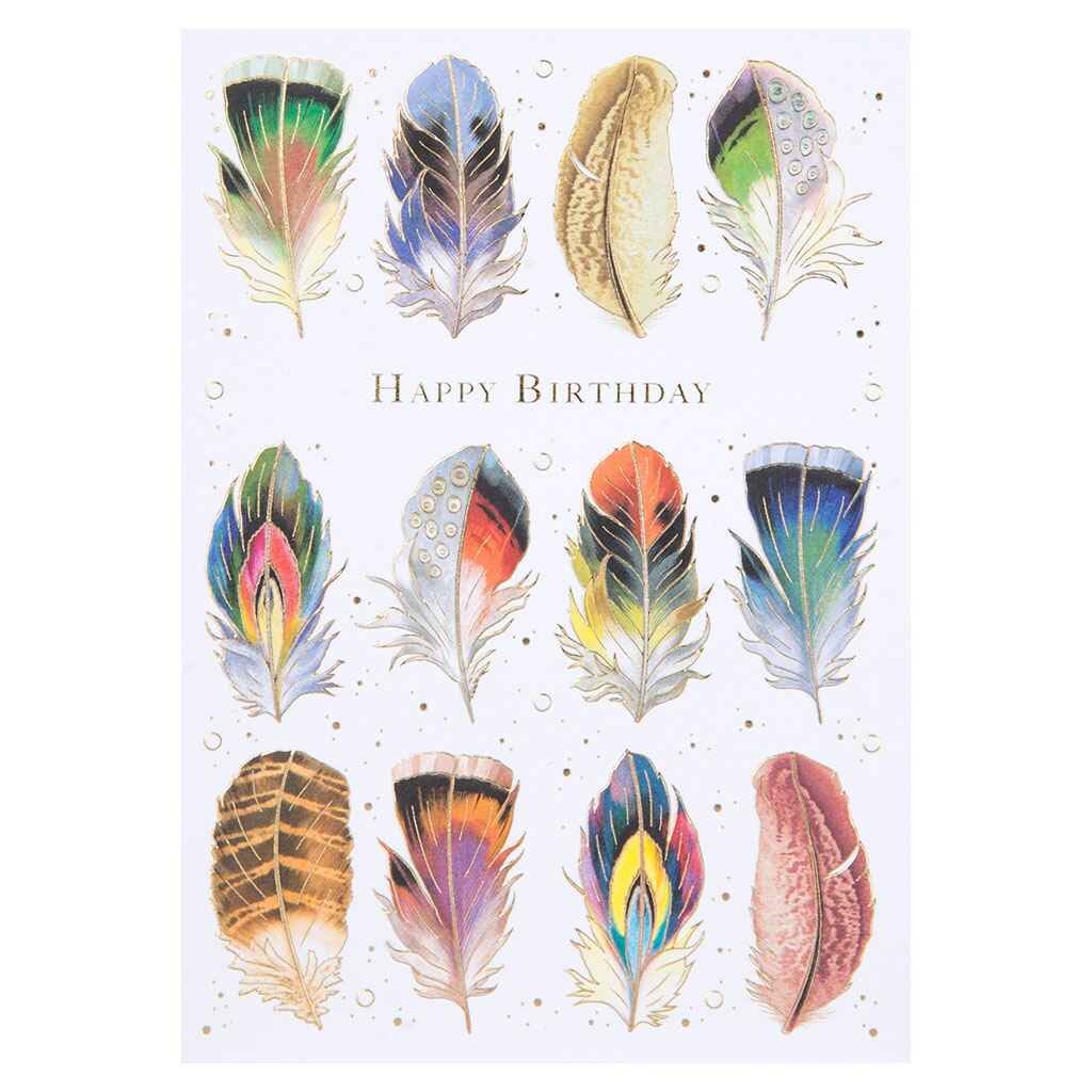 Rows of Colorful Feathers Greeting Card