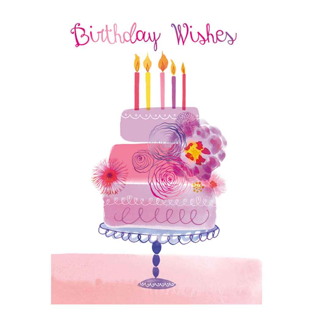 Girly Birthday Cake Greeting Card