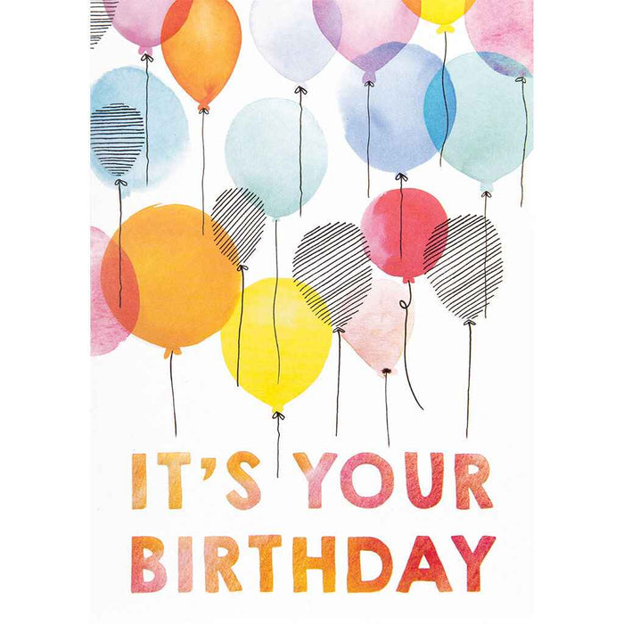 Watercolor Birthday Balloons Greeting Card