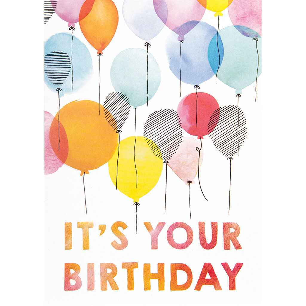 Watercolor Birthday Balloons Greeting Card