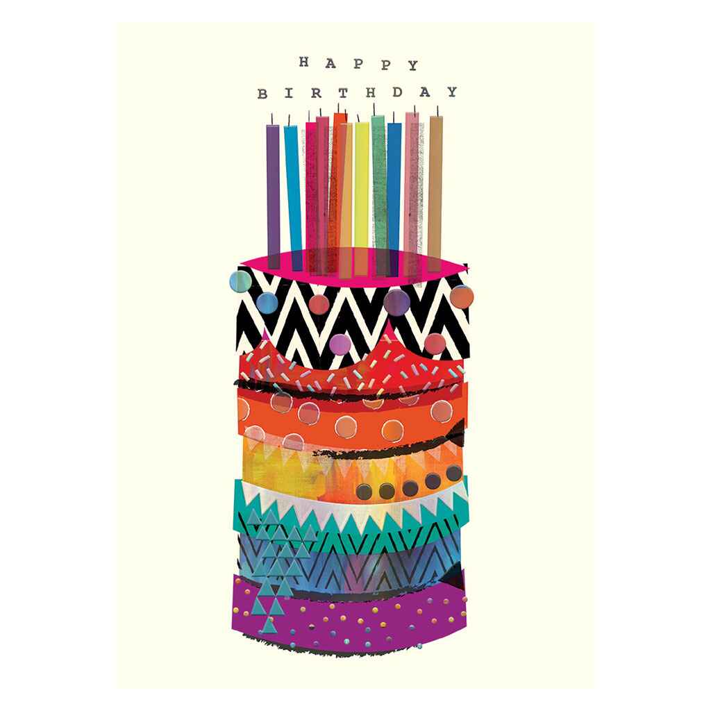 Colorful Patterned Cake Greeting Card