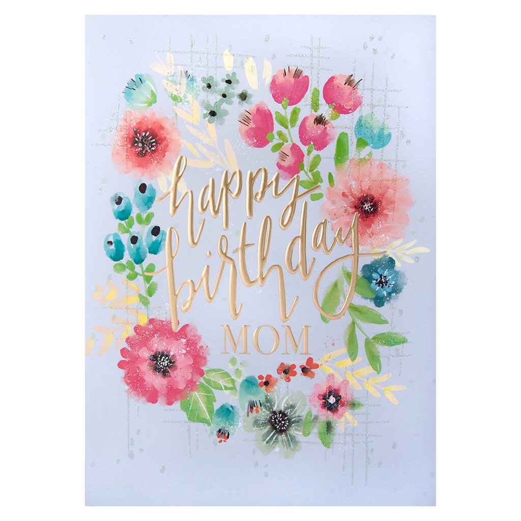 Pink and Teal Mom Floral Greeting Card