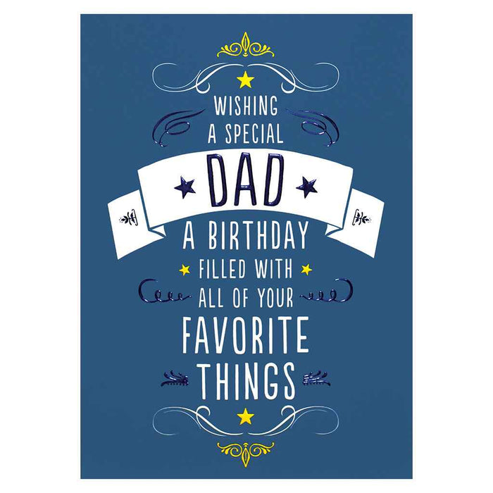 Blue Birthday Scroll Dad Greeting Card