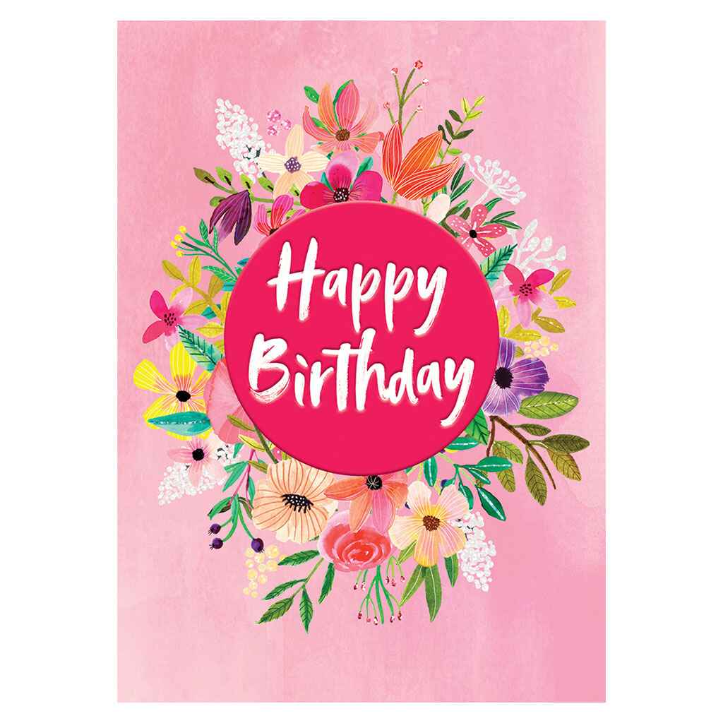Red Spot Birthday Floral Greeting Card