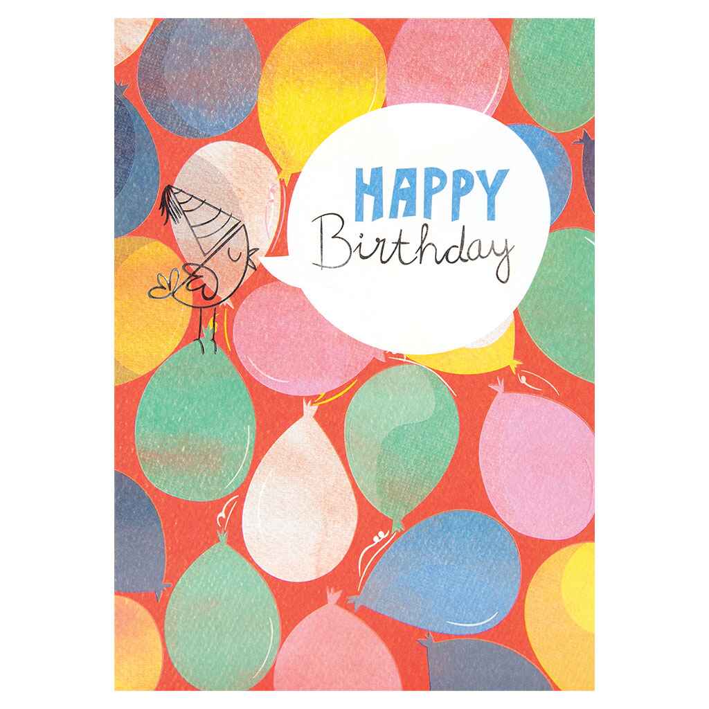 Balloons Birthday Bird Greeting Card