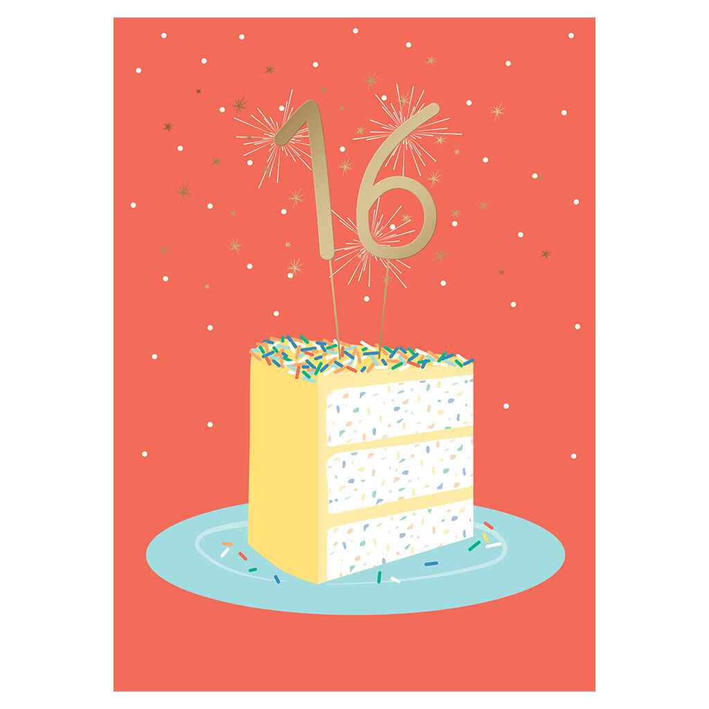 16 on a Cake Greeting Card