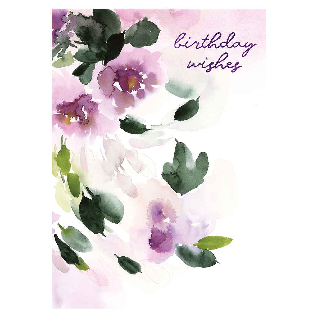Violet Watercolor Flowers Greeting Card
