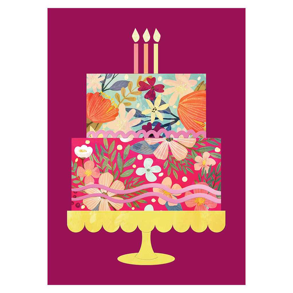 Graphic Floral Cake Greeting Card