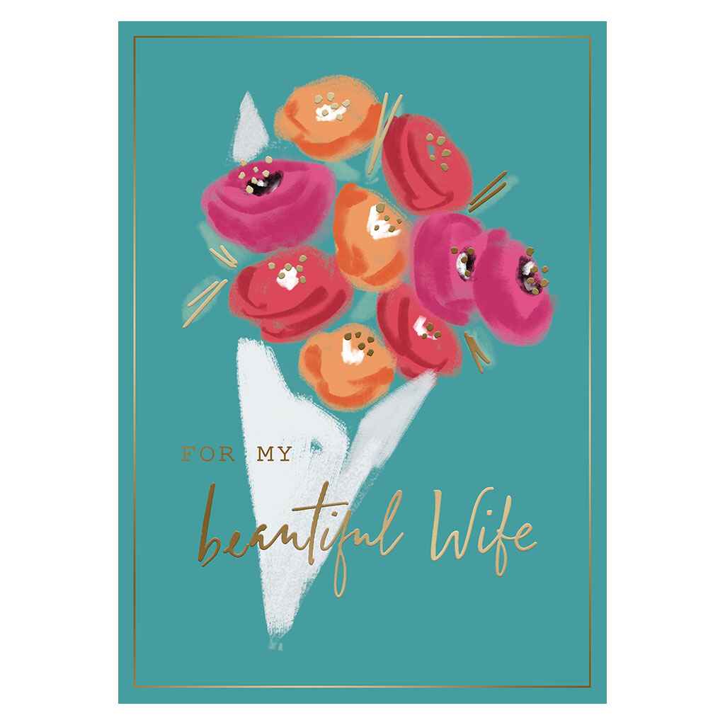 Bouquet on Teal Background Greeting Card